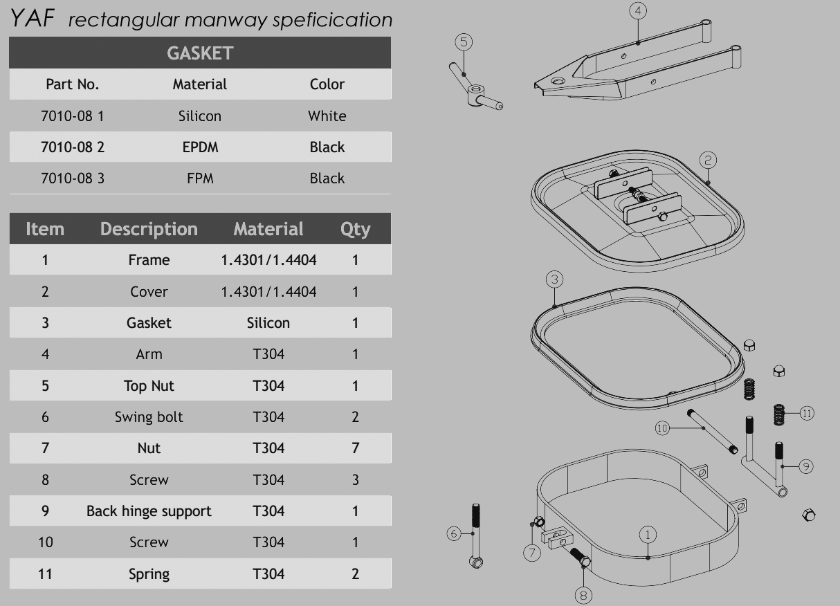 YAF square manway specification
