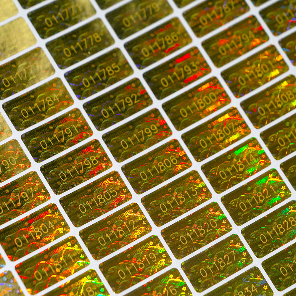 10x20mm Golden label With Serial Number Anti-fake hologram security sealing labels Warranty Void Stickers Tamper-Proof sticker
