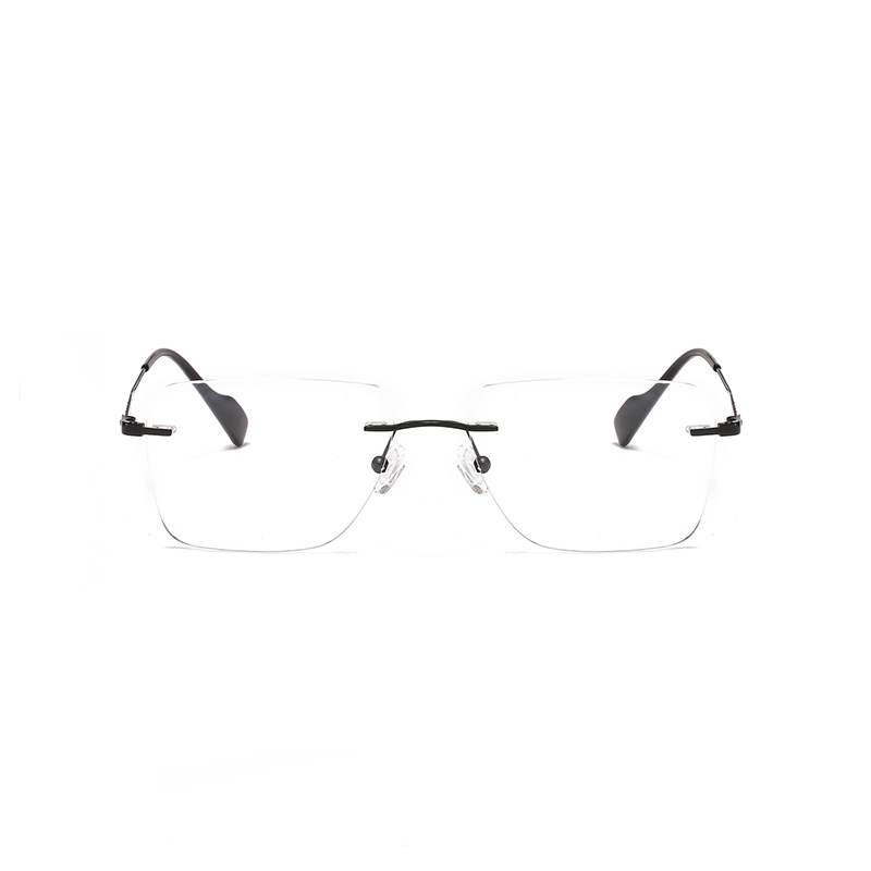 2 In 1 Men Magnet Clip on Glasses Rimless Optical Prescription Eyewear Frames Eyeglasses