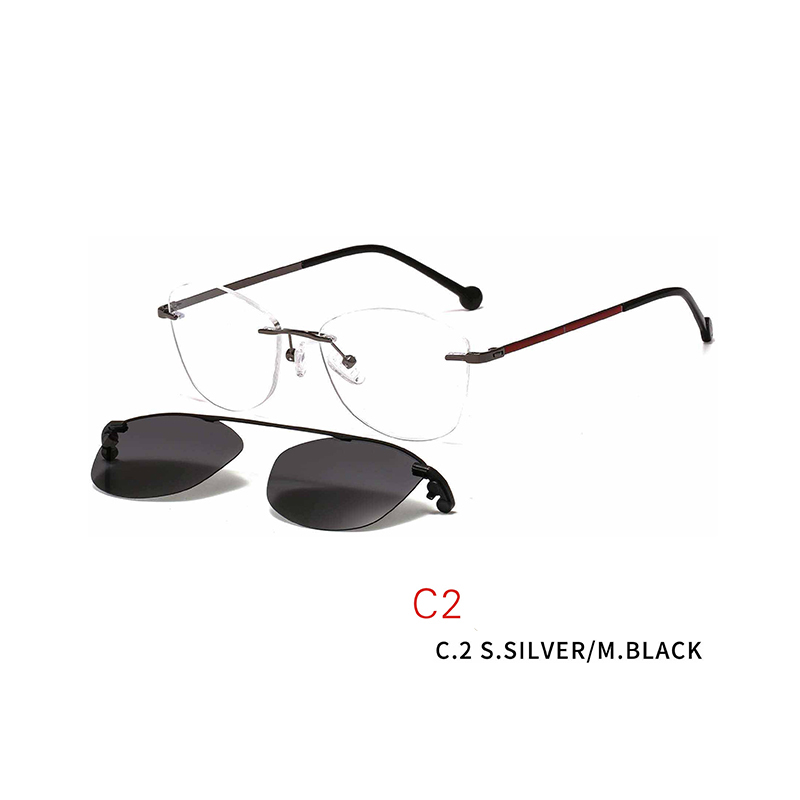 2 In 1 Men Women Polarized Optical Magnetic Sunglasses Clip Magnet Clip on Sunglasses Rimless Optical Frame