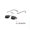2 In 1 Magnet Clip on Sunglasses Rimless Optical Frame Men Driving Detachable Lens Style Sun Glasses