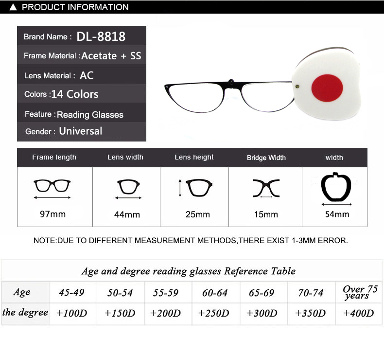 Women Hang Necklace Mini Women Reading Glasses without Arms