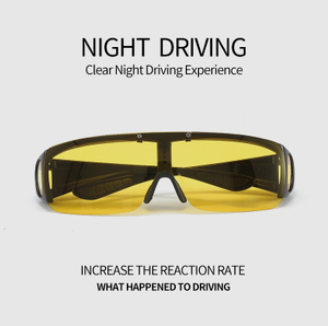 Night Driving Eyewear Classic Flat Top Shield Sunglasses Oversized Mirror One Piece Sport Glasses Men Women