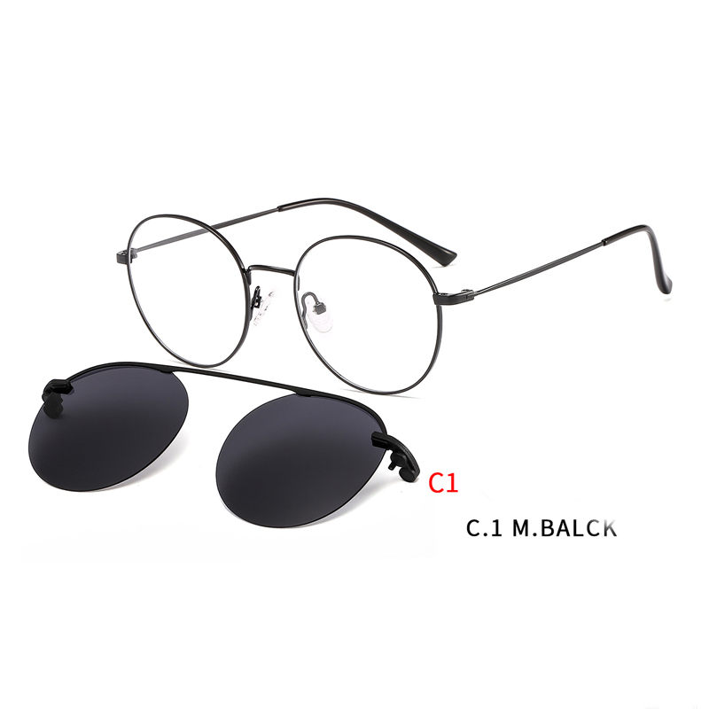 Round Vintage Magnetic Sunglasses Clip on for Men Women Metal Frame