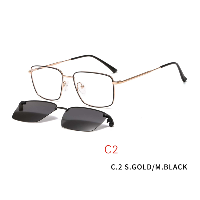 2 In1 Optical Spectacle Frame Men With Clip On Sunglasses Polarized Magnetic Glasses