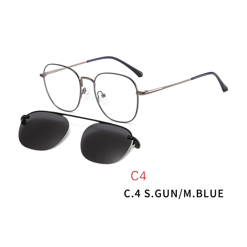 2 in1 Magnet Clip On Glasses Frame Men Prescription Optical Frame Eyeglasses Male Myopia Magnet Clip On Sunglasses