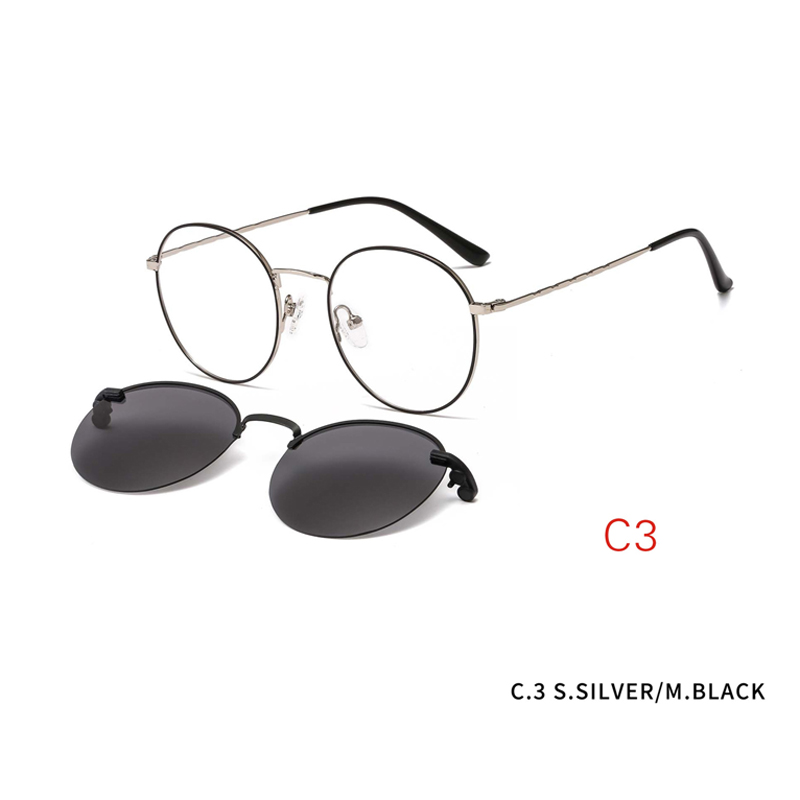 2 in1 Optical Spectacle Frame Men With Clip On Sunglasses Magnetic Glasses For Male Prescription Eyeglasses