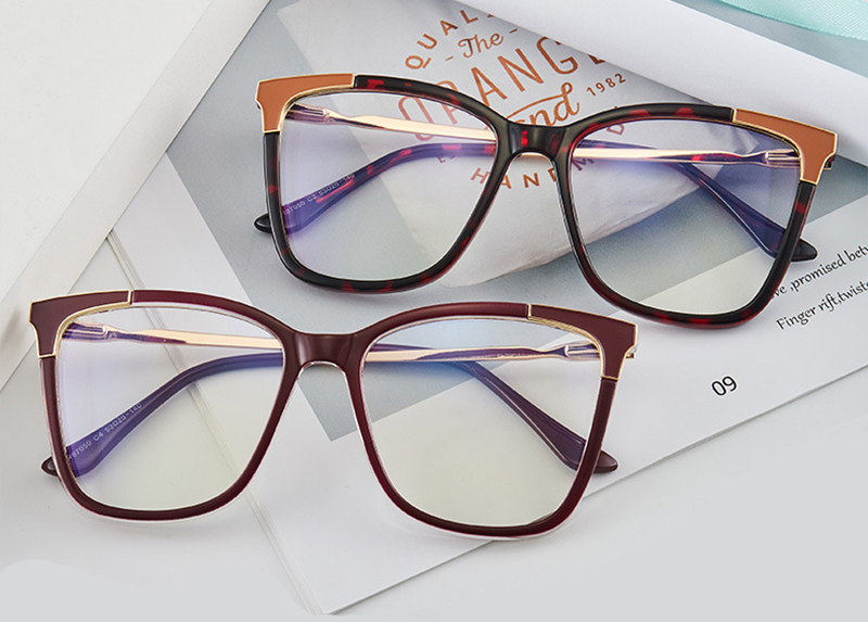 Women TR90 Fashion Computer Eyeglasses Plastic Titanium Cat Eye Anti Blue Light Optical Glasses Frames