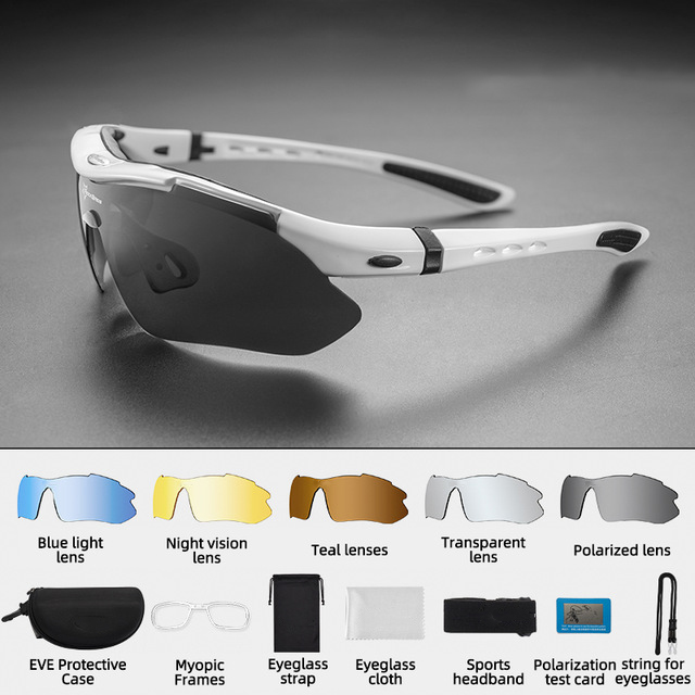 DL-0089 Polarized Sports Men Sunglasses Road Cycling Glasses Mountain Bike Bicycle Riding Protection glasses men Eyewear 5 Lens