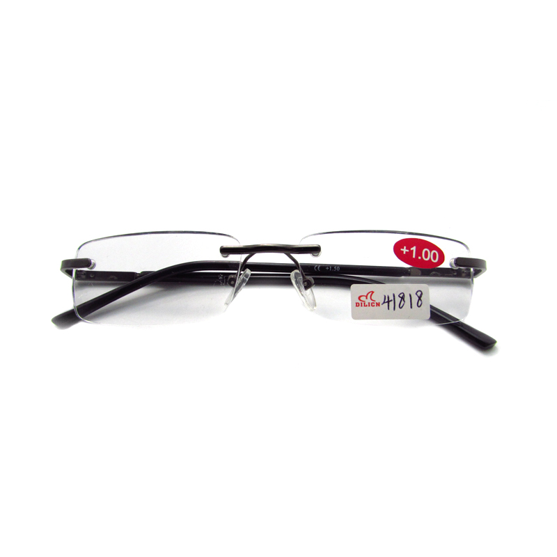 Rimless metal slim reading glasses for men 