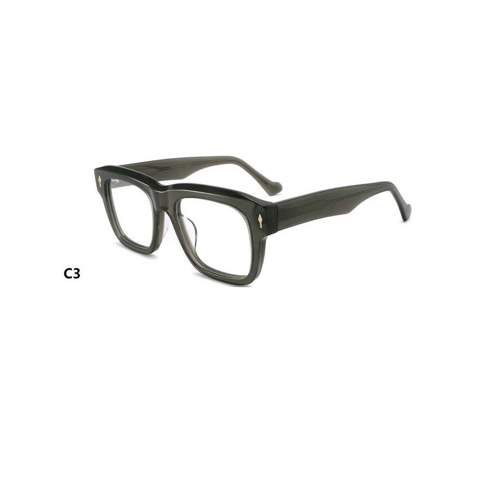 DILICN New Premium Acetate Optical Frame Thick Frame Rivet Style bevel Rectangular 