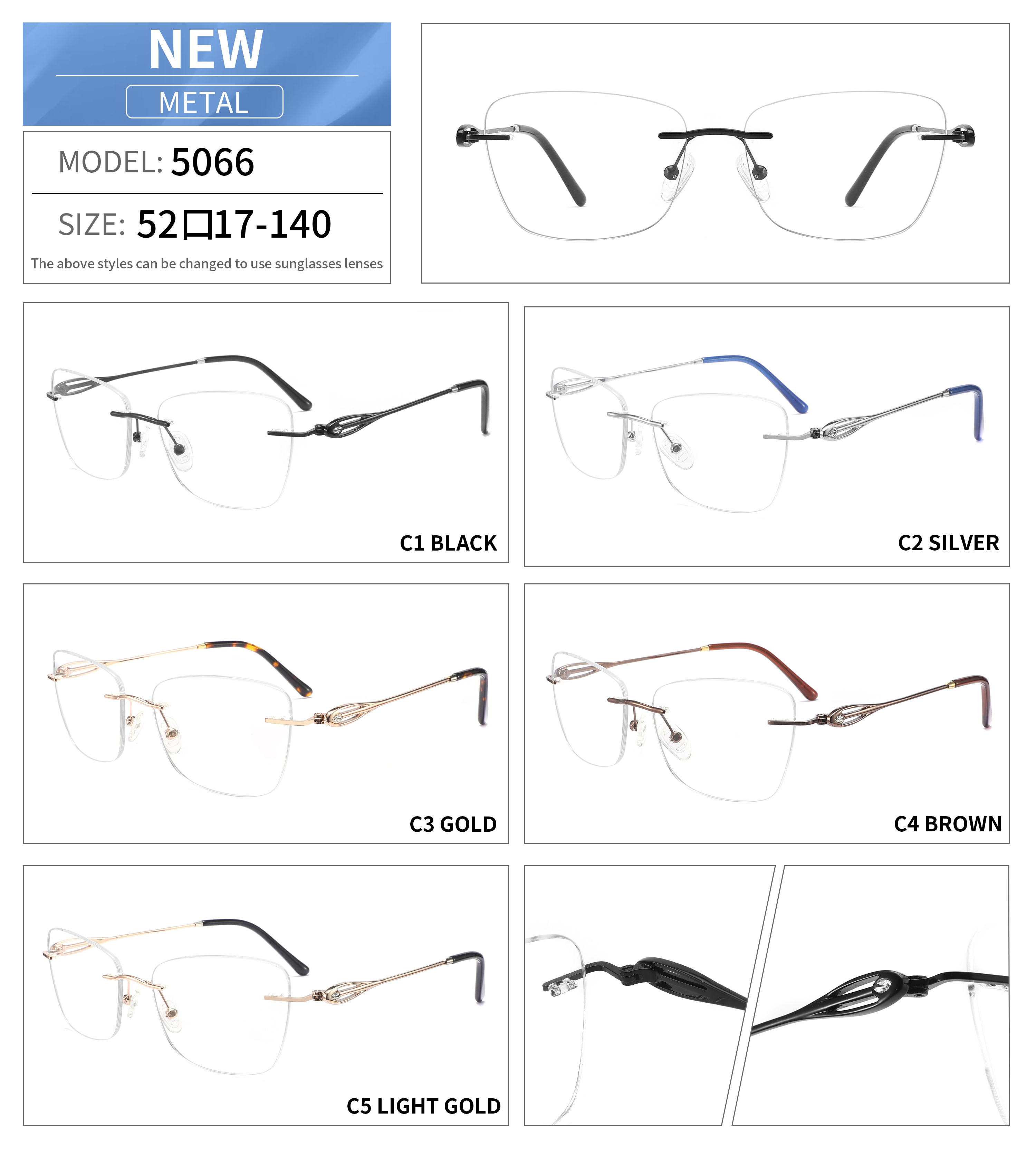 High Quality Rimless Unisex Frame For Optical Eye Glasses for Eyewear Glasses