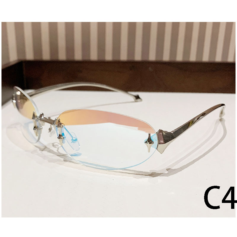 2024 high quality Hot Selling Popular New Men's And Women's Outdoor Sunscreen Fashion Rimless Metal Oval Sunglasses
