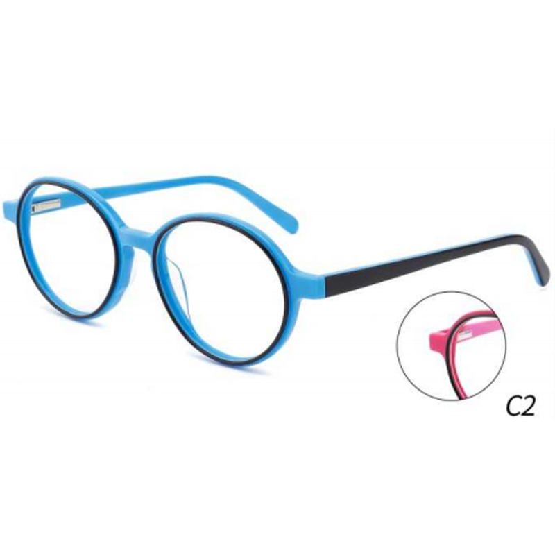 DILICN new Kids Acetate optical frame Interchangeable sun lenses FG1134 fashion style round frames bright color