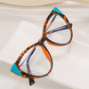 DILICN new spliced ​​two-color optical frame fashionable women's cat eye wholesale European and American best-selling models