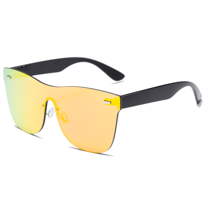 Colorful trendy unique square rimless one piece plastic sunglasses cycling sports men's and women's custom logo sun glasses