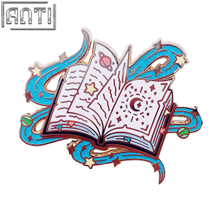 Custom Cartoon Magic Book Lapel Pin Art Excellent Design Beautiful Blue Magic Power Gold Metal Hard Enamel Badge For Friend Gift