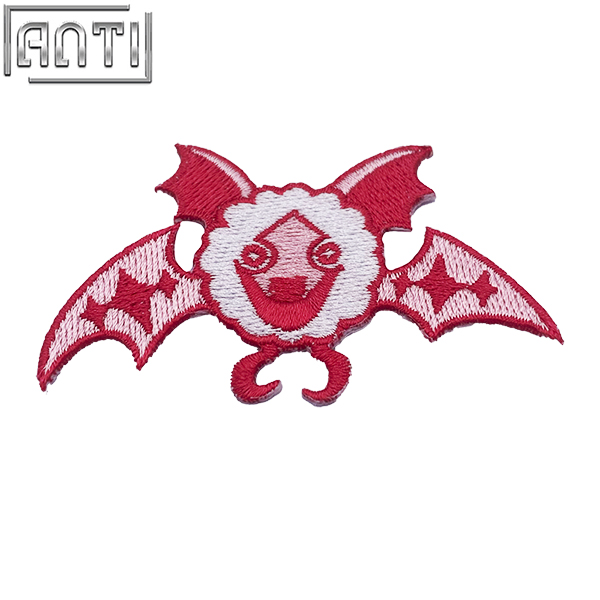 Custom Cartoon Pink And White Cute Bat Embroidery Accessories Unique Quality College Design Embroidery Applique Designs For Gift