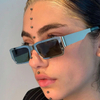 New Sun Glasses Female Hip-Hop Personality Trend Eyeglasses Steel Skin Metal Square Sunglasses