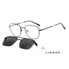 Square Magnetic Sunglasses Clip on for Men Women Metal Frame