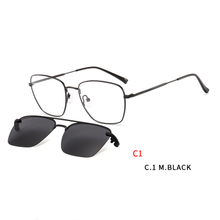Square Magnetic Sunglasses Clip on for Men Women Metal Frame