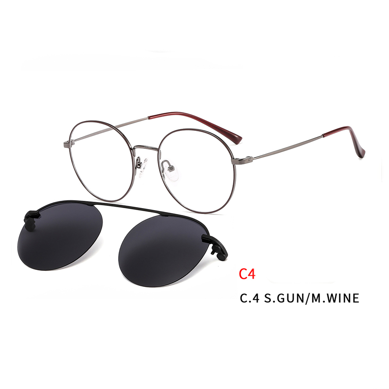 Round Vintage Magnetic Sunglasses Clip on for Men Women Metal Frame