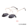 2 in1 Polygon Glasses Frame Magnetic Sunglass Clip On Eyeglasses Prescription Sunglasses Women