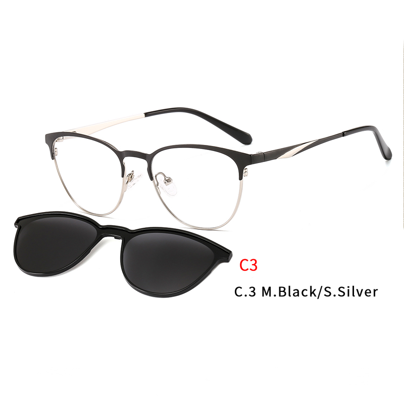 2 In1 Women Sun Glasses Eyeglasses Frame With Magnet Clip On Sunglasses Female