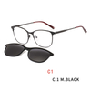 2 In1 Square Magnet Clip On Sunglasses Men Optical Prescription Eyeglasses