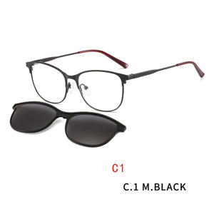 2 In1 Square Magnet Clip On Sunglasses Men Optical Prescription Eyeglasses