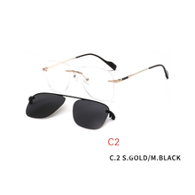 2 In 1 2020 Frameless Optical Frame Rimless Magnet Clip on Sunglasses Men Driving Detachable Lens Style Sun Glasses