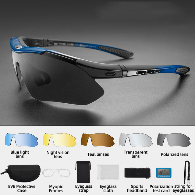 DL-0089 Polarized Sports Men Sunglasses Road Cycling Glasses Mountain Bike Bicycle Riding Protection glasses men Eyewear 5 Lens