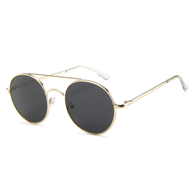 New Trend Sun Glasses Retro Double Beam Eyeglasses Metal Round Frame Sunglasses