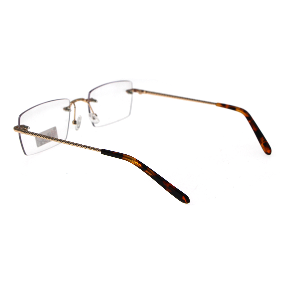 Classic Model OEM Women Men Suitable Extra Light Square Metal Rimless Eyewear Eyeglass Glasses Optical Frames