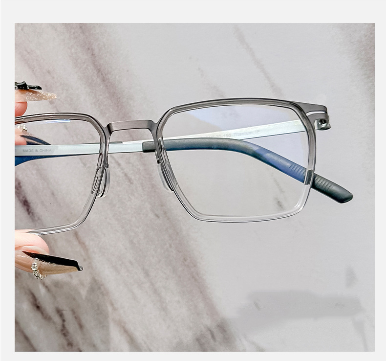 2024 New anti-blue TR90+ pure titanium square frame men's optical frame