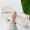 2024 Metal frame anti-blue light optical frame two-color hollow-out cat-eye glasses for women