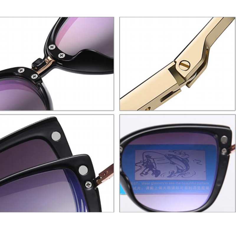 DILICN New Magnetic Clip Opticalframes, Polarized Lenses, Anti-Blue Light Glasses Fashion Glasses TR and Metal Materiale 95317 Cat eye frame