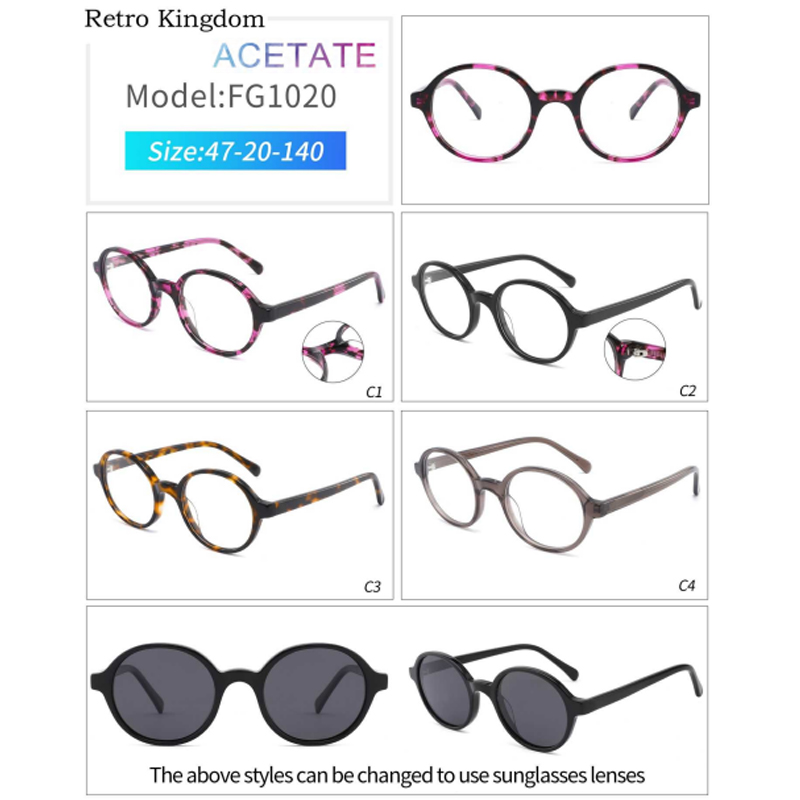 DILICN new Kids acetate fiber optical frame round frame color Interchangeable sun lenses FG1020