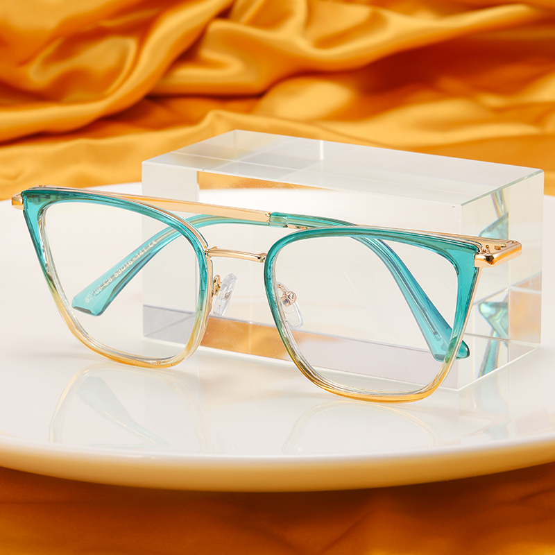 DILICN new spliced ​​two-color optical frame fashionable women's cat eye wholesale European and American best-selling models