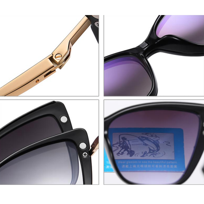 DILICN New Magnetic Clip Opticalframes, Polarized Lenses, Anti-Blue Light opticalframes Fashion Glasses TR and Metal Materiale 95340 Cat eye frame