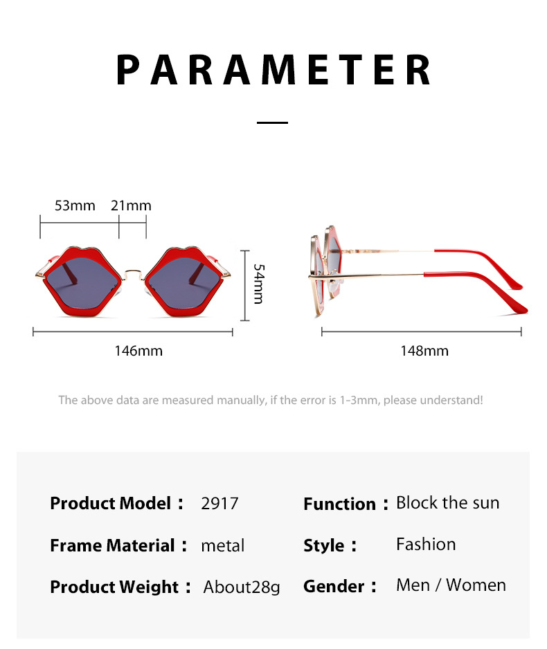 Retro Lips Shape Shades Women 90s Vintage Luxury Sunglasses Brand Design Party Lovely Sun Glasses Female