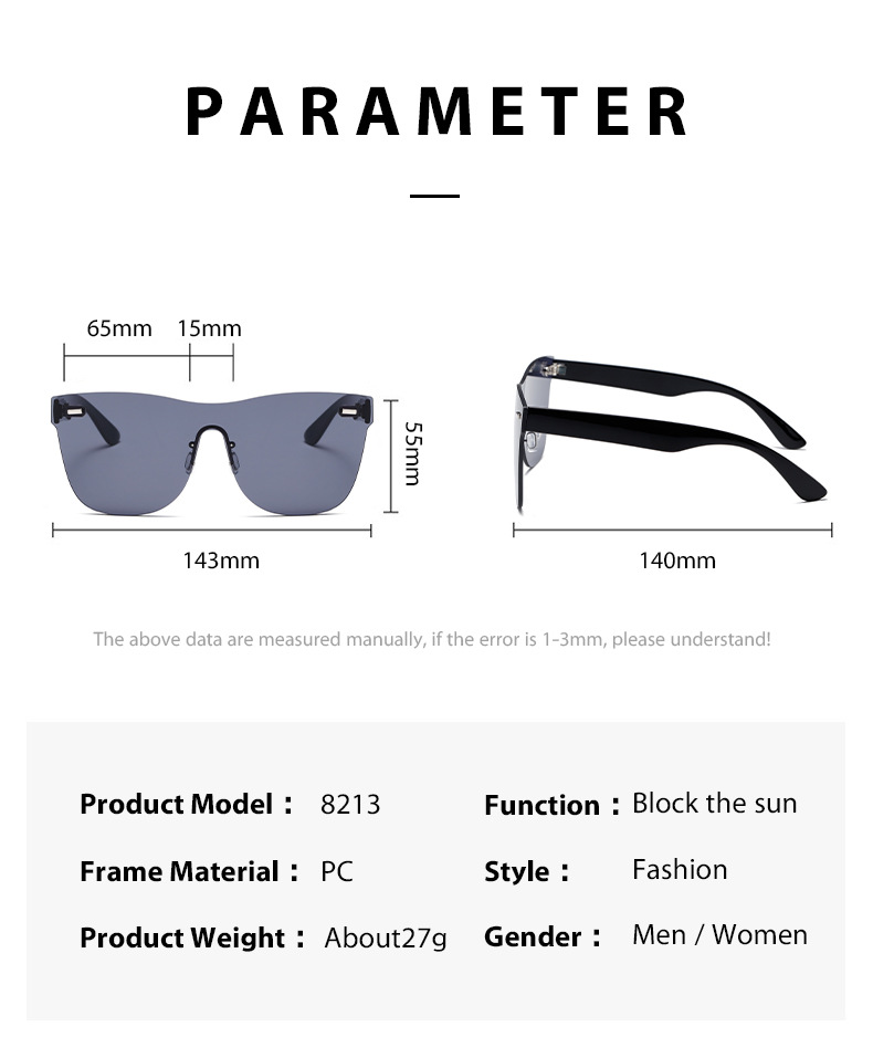 Colorful trendy unique square rimless one piece plastic sunglasses cycling sports men's and women's custom logo sun glasses