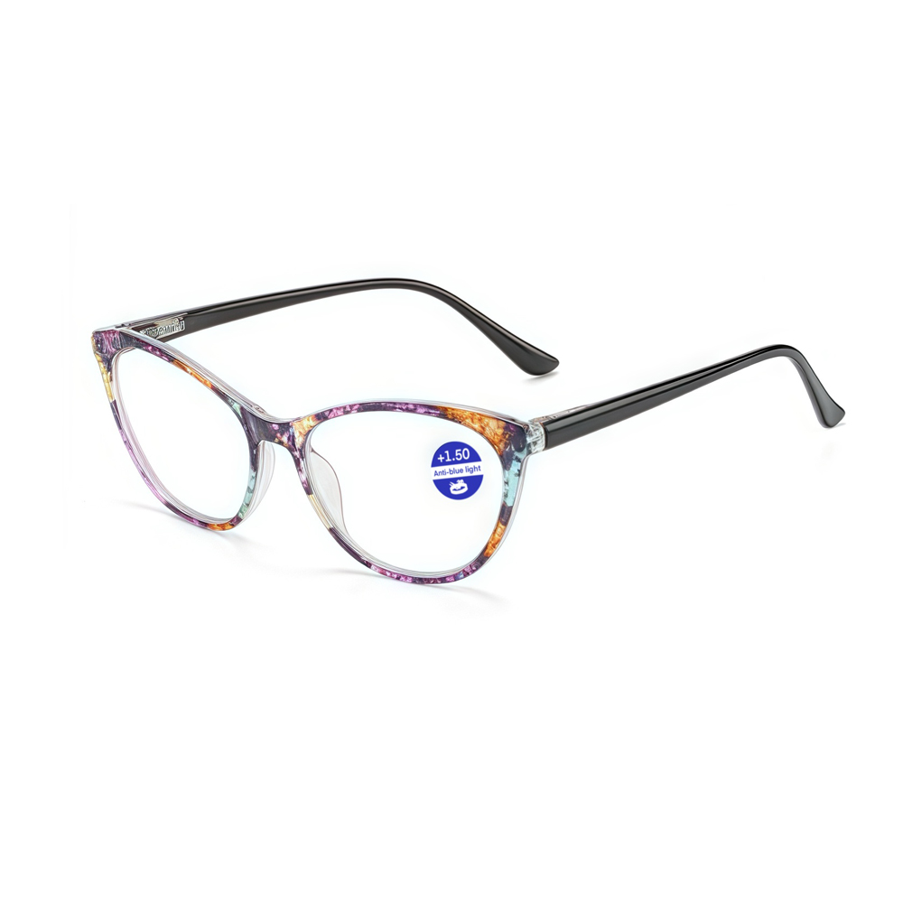 DILICN new colorful plastic anti-blue light reading glasses, stylish and trendy cat-eye style