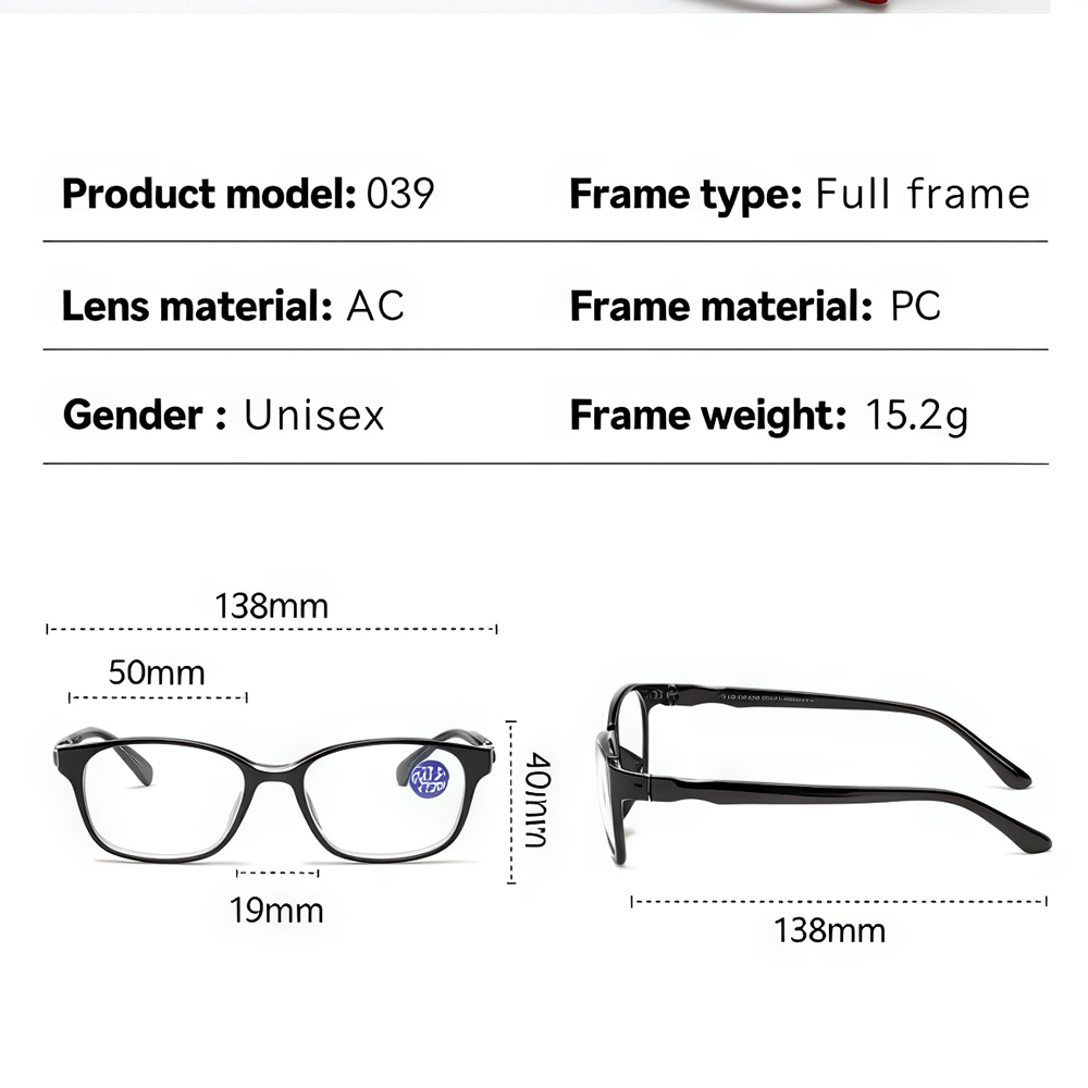 PC Frame Protection Anti Blue Light Reading Glasses for Women Men