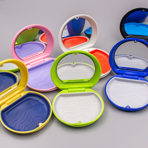 OEM Color With Mirror Round Shape Plastic Denture Box
