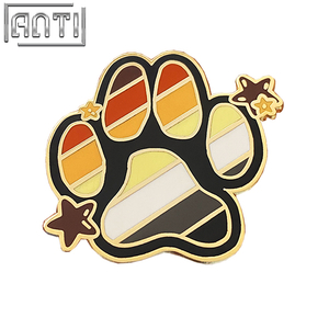 Custom Cute Black Kitten Paw Print Brown Star Lapel Pin Wholesale Cartoon Yellow Gradient Animal Design Hard Enamel Badge