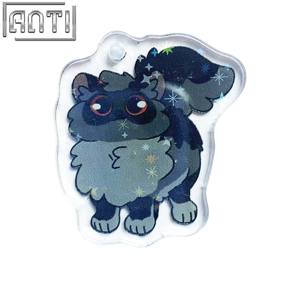 Custom Cute Cartoon Animal Black Elfin Acrylic Key Ring Wholesale Manufacturer Art Excellent Design Offset Printing Metal Key Ring