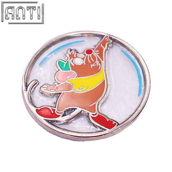 Custom Cartoon Animal A Cute Little Mouse Lapel Pin Blue Transparent Bubble Glass Texture Art Excellent Design Hard Enamel Badge