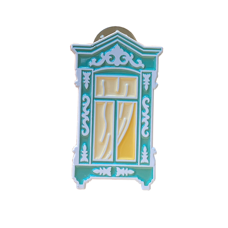 Custom white dyed soft enamel antique art excellent green and yellow Magnificent design Lapel Pin