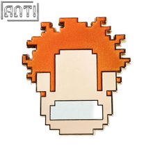 Custom Cartoon Pixel Portrait Design Lapel Pin Orange Transparent Funny And Cute Big Head Hard Enamel Gold Metal Badge For Gift